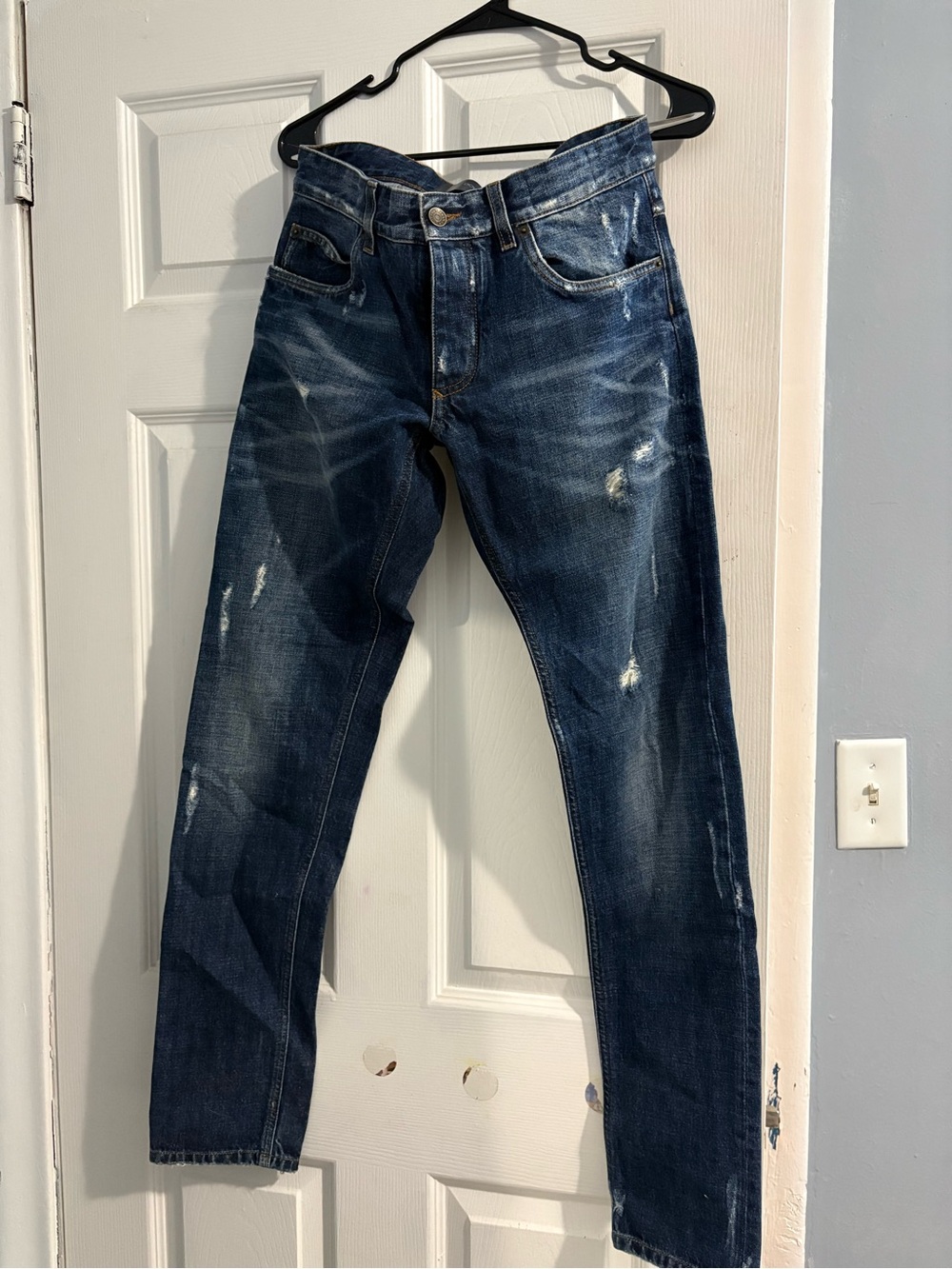Dolce & Gabbana Distressed Dark Blue Straight Jeans